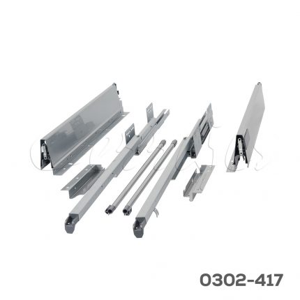 Corredera cajón cacerolero doble pared enganche rápido Cerrajes "Stetik" H=204mm L=500mm plata