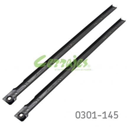 Corredera Cerrajes "Eco" L=550mm pintura epóxica Negra Extensión parcial