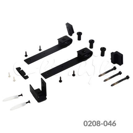 Corredizo colgante Negro mate p/puerta caballeriza L=2000 mm rodamiento sencillo Max. 60 Kg