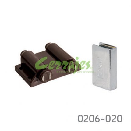 Broche magnético para dos puertas con resorte Cerrajes café L=40+14mm W=58mm con contra para cristal