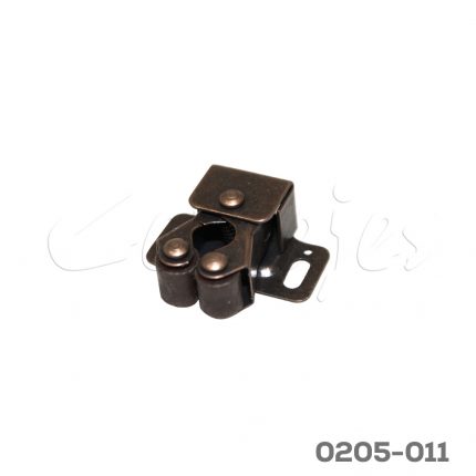 Forzador doble rodillo Nylon para puerta de gabinete Cerrajes "Japones" Acero cobre antiguo L=32mm