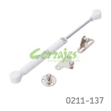 Pistón de gas para gabinete con enganches Cerrajes L=247mm Blanco 100N