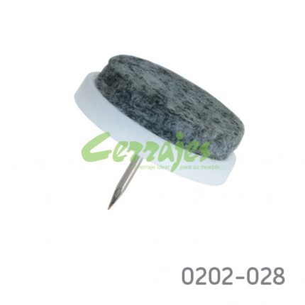 Resbalón con clavo Cerrajes plástico + felpa Ø=28mm H=8,2mm blanco