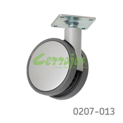 Rodaja para gabinete placa 50x50mm Cerrajes nylon Ø=75mm gris 80Kg