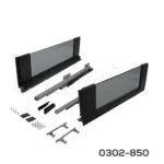 Corredera doble pared Cerrajes "Stetik Slim Cristal" H=167mm L=500mm, Gris Antracita, cierre suave