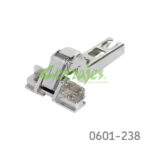 Bisagra puerta de aluminio enrasada FGV "MS31" cuello 15 105° niquelada para perfil abierto