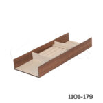 Organizador porta anillos color nogal, HPL con material sintético apariencia cuero, 150x410x50 mm
