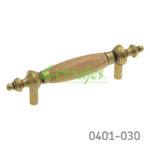 Jaladera Zamak / Madera cc 76 mm L=122 mm 5014 Z53 Acabado metálico con madera Tornillo #8 - 32X1"