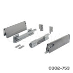 Corredera doble pared enganche rápido  Cerrajes "Stetik" H=86mm L=350mm epóxica plata Cierre suave