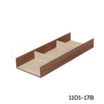 Organizador 2 divisiones color Nogal, HPL con material sintético apariencia cuero, 150x410x50 mm