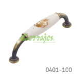Jaladera Zamak / Cerámica cc 96 mm L=112 mm 5079 Z58 Metálico / Cerámica grabada Tornillo M4x25mm