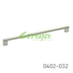 Jaladera Hierro (Acero) cc 359 mm L=387 mm 4185 H14 Niquel cepillado Tornillo M4Xx48mm